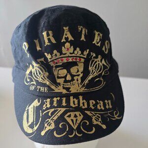 Disney Parks Pirates Of The Caribbean Skull Crossbones Black Gold Ball Cap Hat